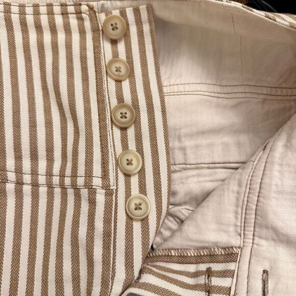 Free People Womens Frankie Pants Skinny High Waist Stripe Tan & White Size 4 - Picture 6 of 7